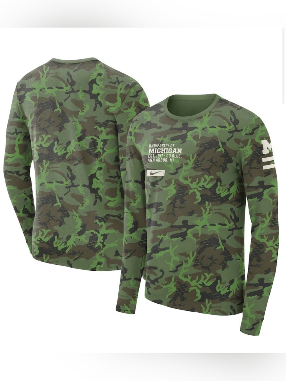 Nike Michigan Wolverines Camo Long Sleeve Shirt Mens Medium Brand New